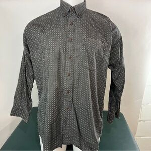 VTG Chaps Ralph Lauren Shirt Mens L Long Sleeve Button Down Geometric Gray (611)